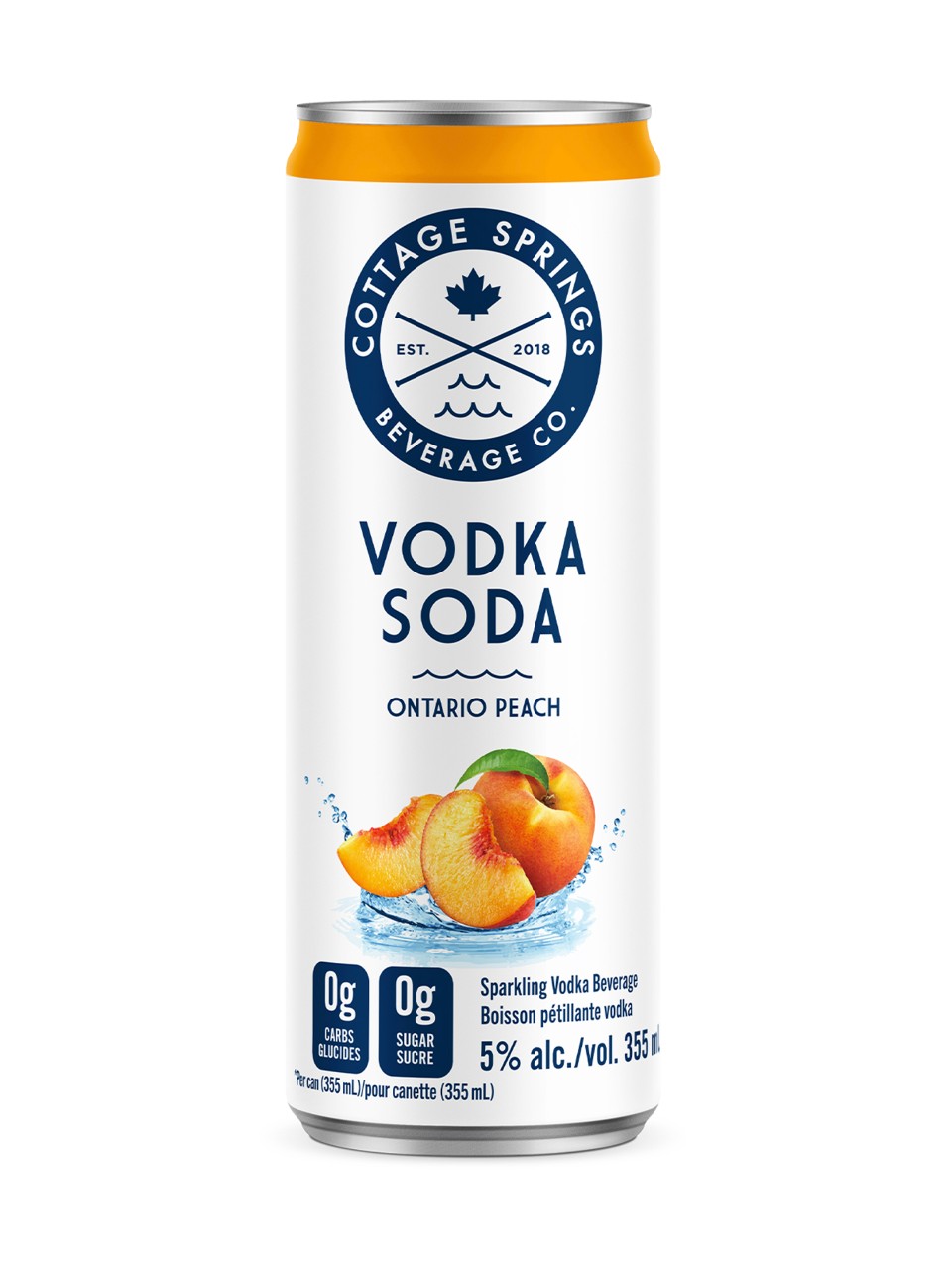 Cottage Springs Vodka Soda Peach 473ml Single Can